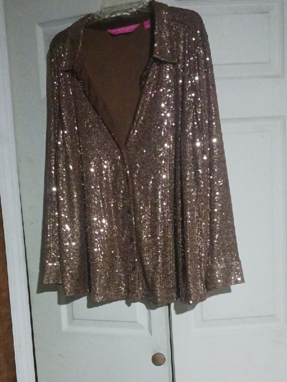 Isaac Mizrahi Copper Colored Sequin Top